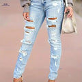Women's Light Blue Fitted Trousers - High Stretch Skinny Denim   OAXG Light Blue / S