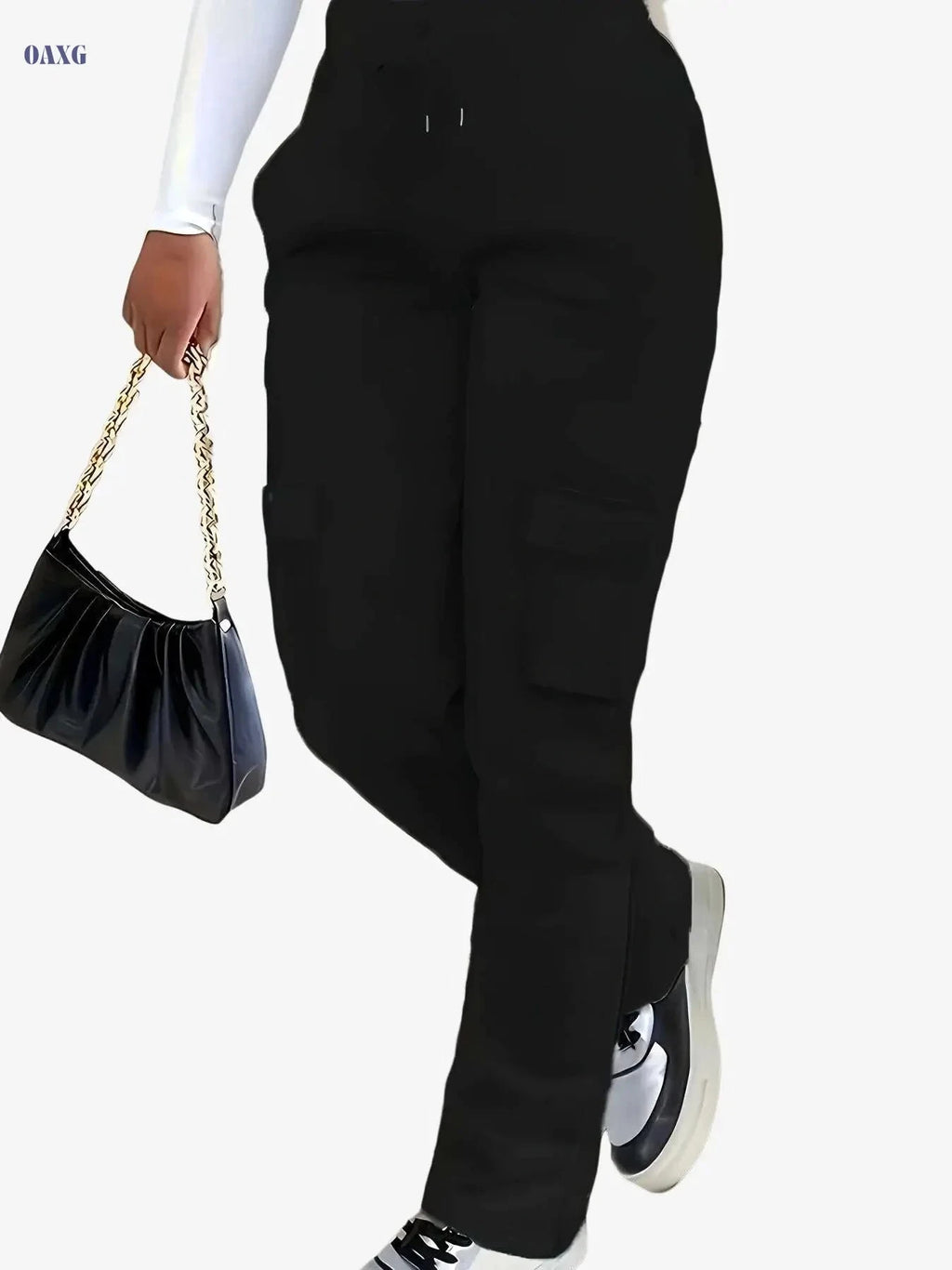 Women's Light Gray Fleece-Lined Cargo Pants - Casual Sporty Style   OAXG 