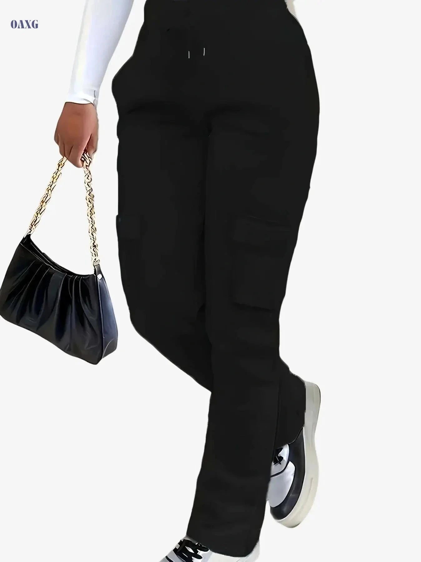 Women's Light Gray Fleece-Lined Cargo Pants - Casual Sporty Style   OAXG 