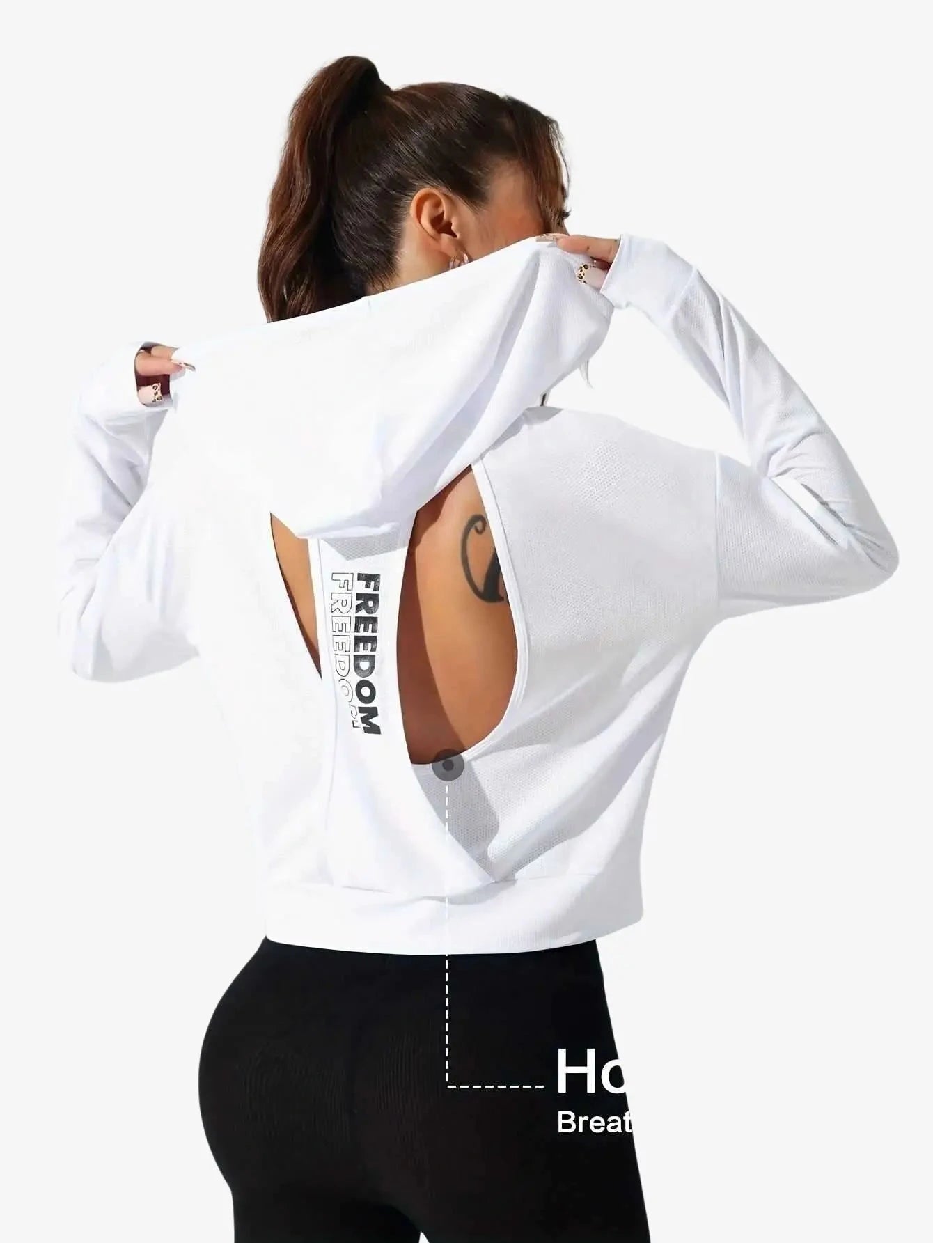 Women's Lightweight Hooded Sweatshirt - Sporty Fit with Back Cut-Out   OAXG 