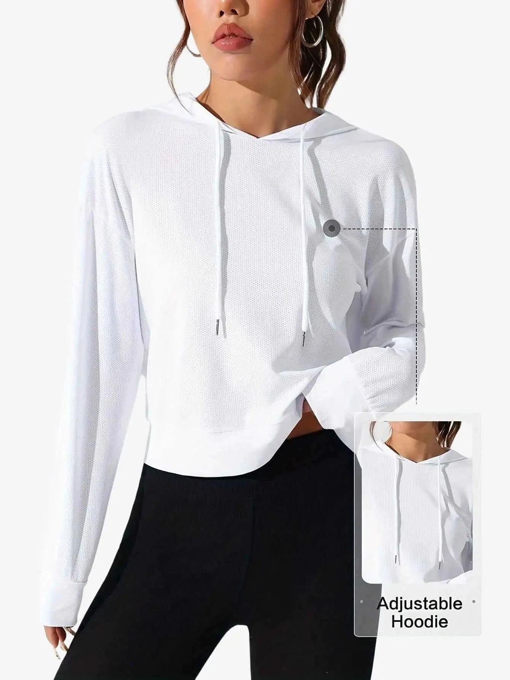 Women's Lightweight Hooded Sweatshirt - Sporty Fit with Back Cut-Out   OAXG Black And White / S