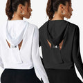 Women's Lightweight Hooded Sweatshirt - Sporty Fit with Back Cut-Out   OAXG Black And White / S