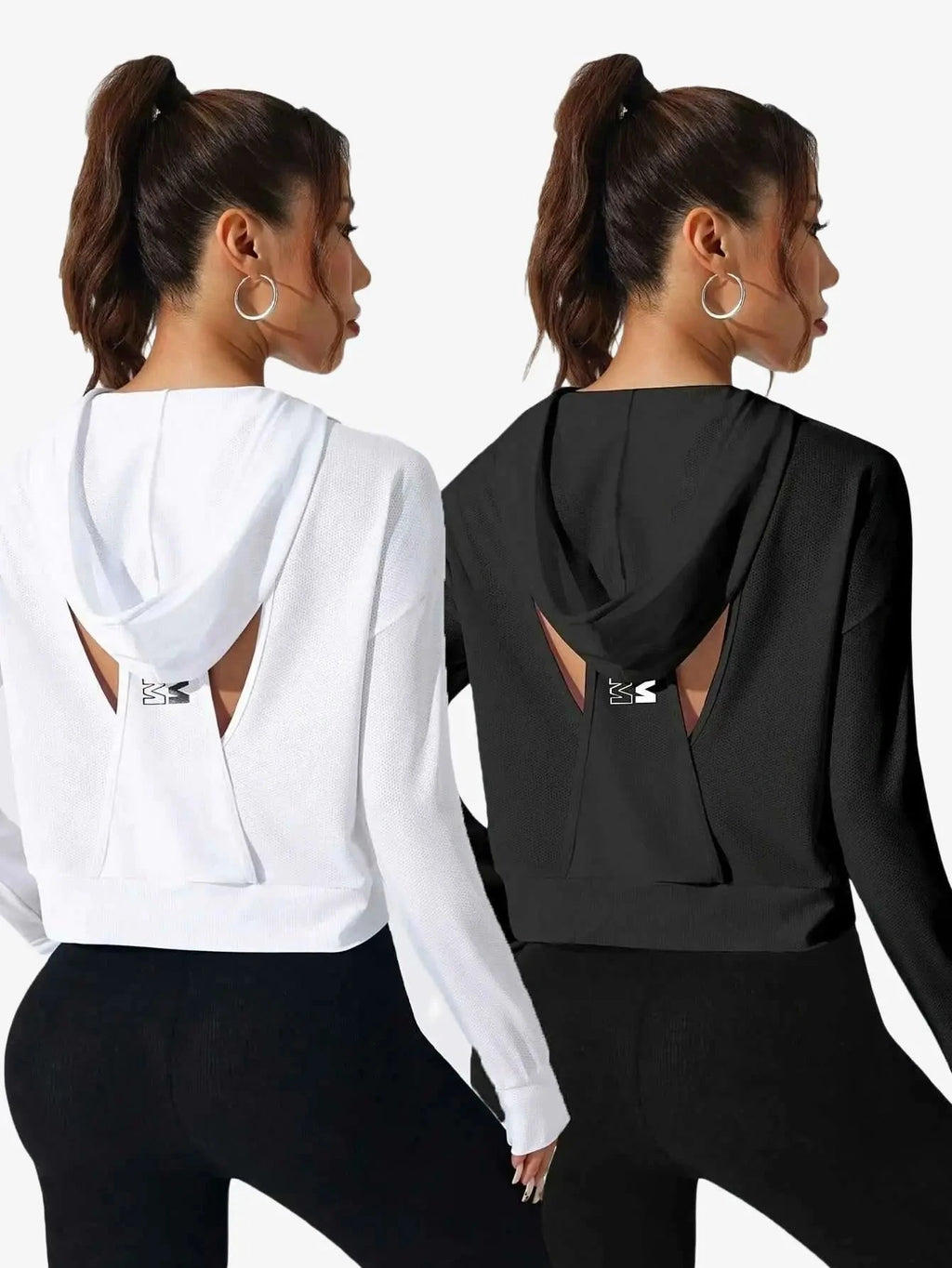 Women's Lightweight Hooded Sweatshirt - Sporty Fit with Back Cut-Out   OAXG 