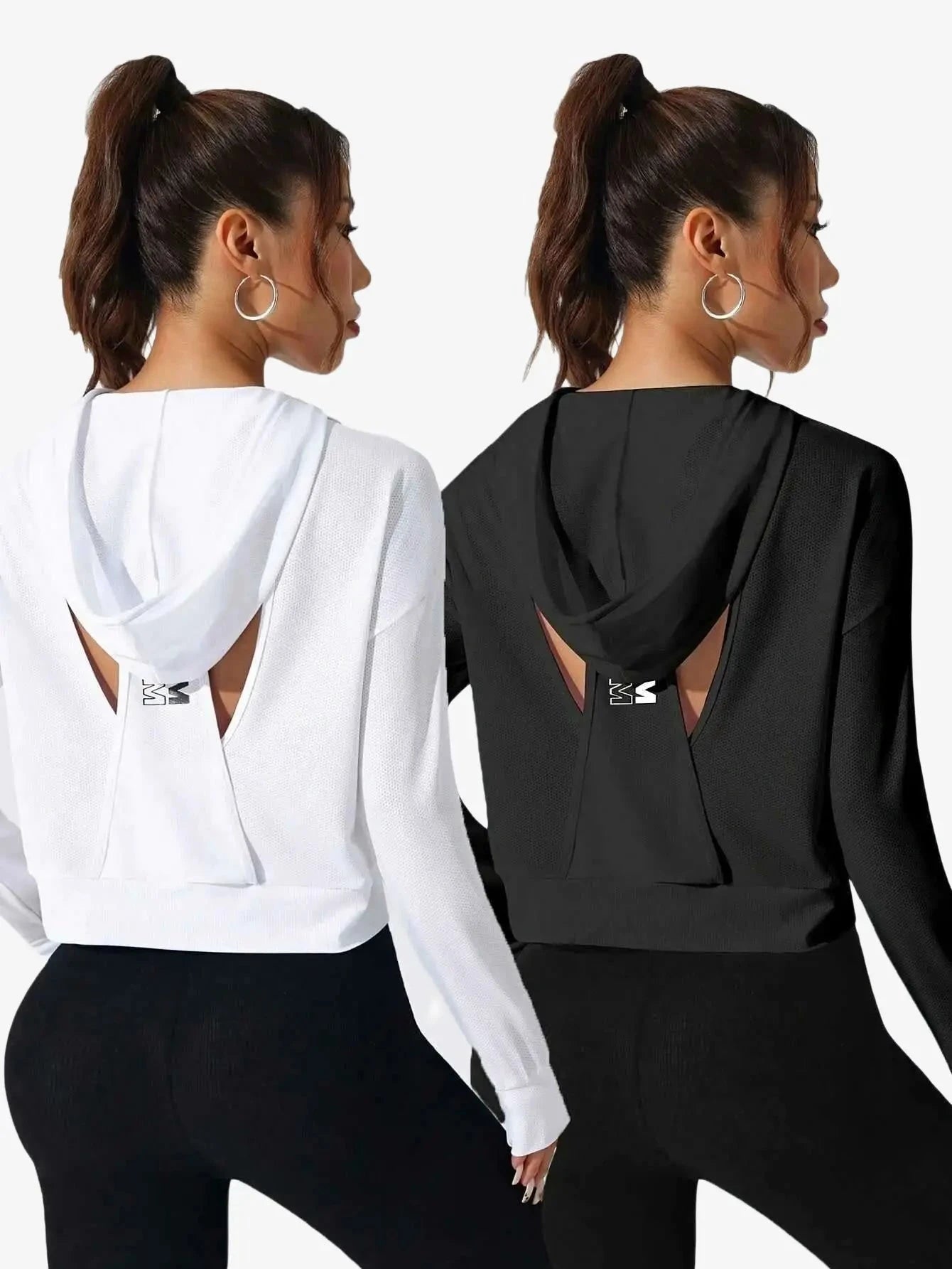 Women's Lightweight Hooded Sweatshirt - Sporty Fit with Back Cut-Out   OAXG 