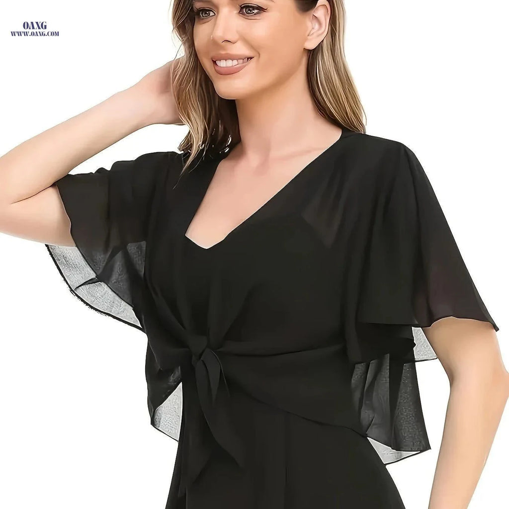Women's Lightweight Short Sleeve Shirt Cardigan - Versatile Casual Style   OAXG Black / S