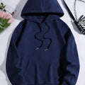Women'S Lightweight Solid Color Fashion Hoodie for Summer, Designed in a Basic Style with Pockets, Available in Three Colors, Suitable for Jogging, Outdoor Hiking, Gym Workouts, And Travel   OAXG Navy Color / XS