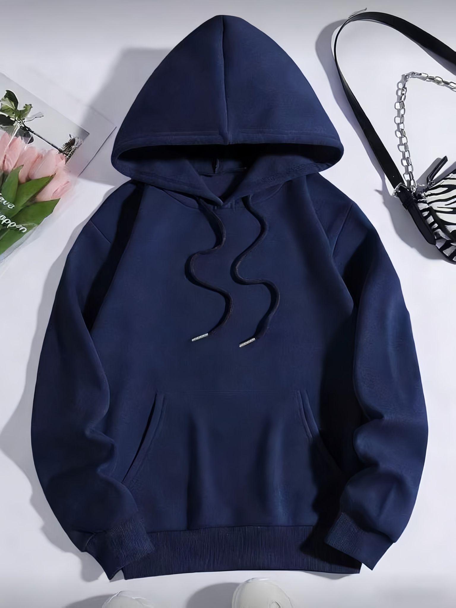 Women'S Lightweight Solid Color Fashion Hoodie for Summer, Designed in a Basic Style with Pockets, Available in Three Colors, Suitable for Jogging, Outdoor Hiking, Gym Workouts, And Travel   OAXG Navy Color / XS