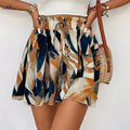 Women's Lightweight Tie-Front Shorts - Summer Fashion, Abstract Print   OAXG 