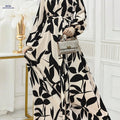Women's Long Kaftan Dress - Elegant Print, Stand Collar, All Seasons   OAXG 【Multicolor】 / S