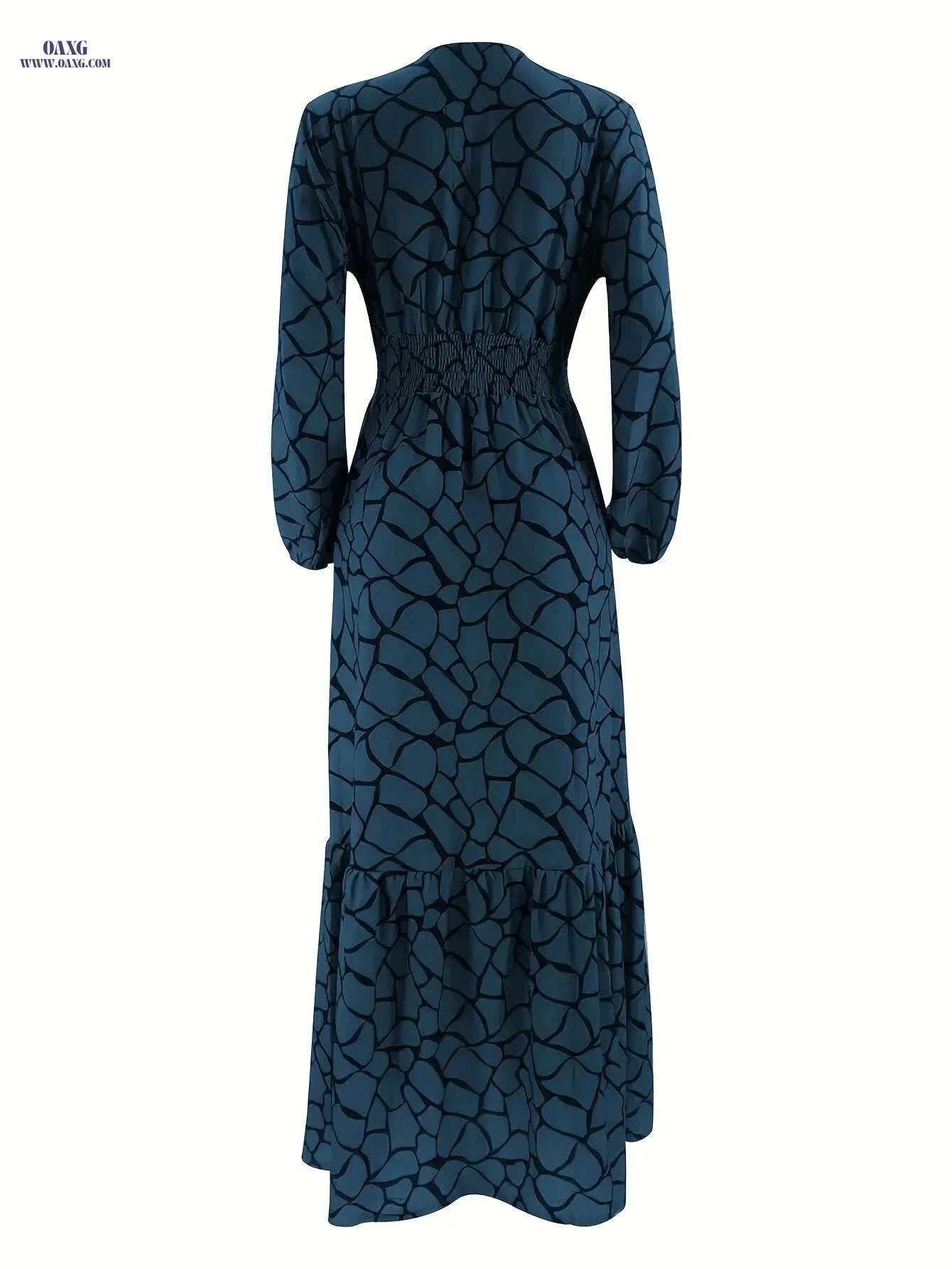 Women's Long Printed Arabic Dress - Casual Spring & Autumn Style   OAXG 