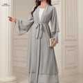 Women's Long Sleeve Modest Dress - Casual Islamic Style, Open Front   OAXG 