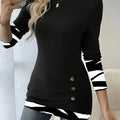 Women's Long Sleeve Printed Patchwork T-Shirt Spring/Autumn Top   OAXG Mixed colors / S