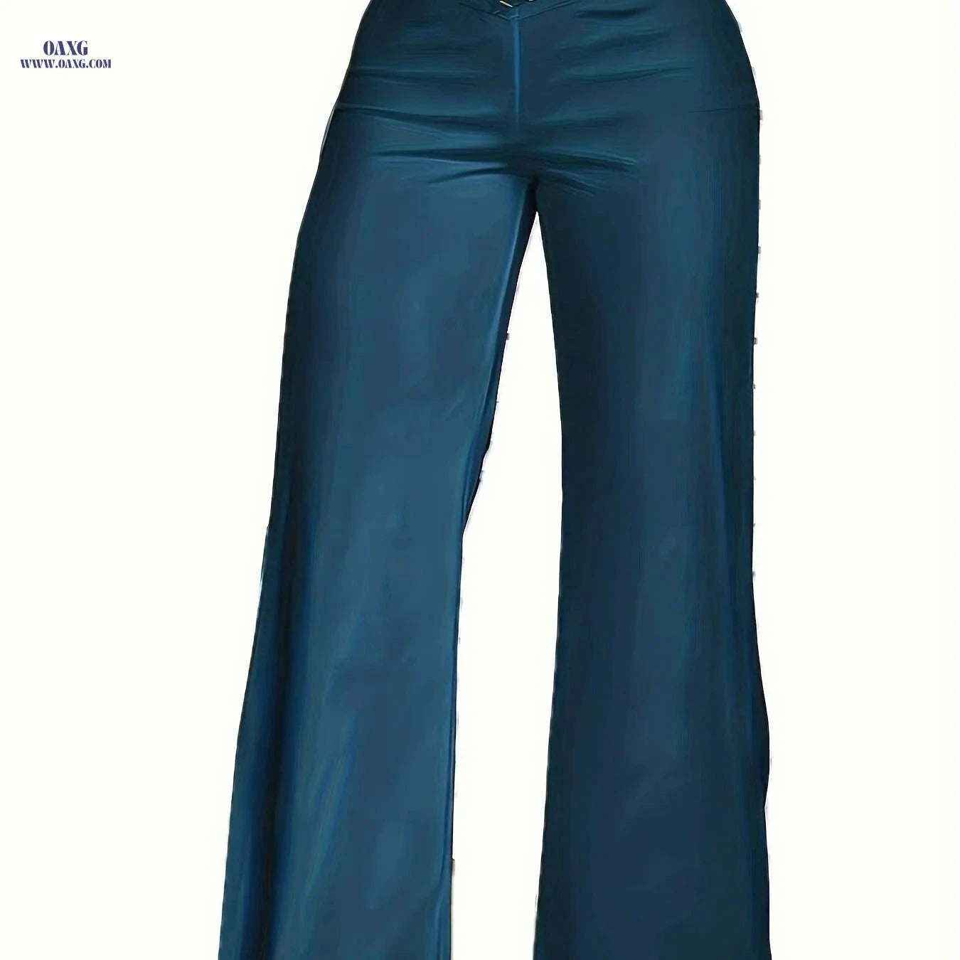 Women's Loose Mesh Stitching Pants - Casual Wide Leg Design   OAXG 
