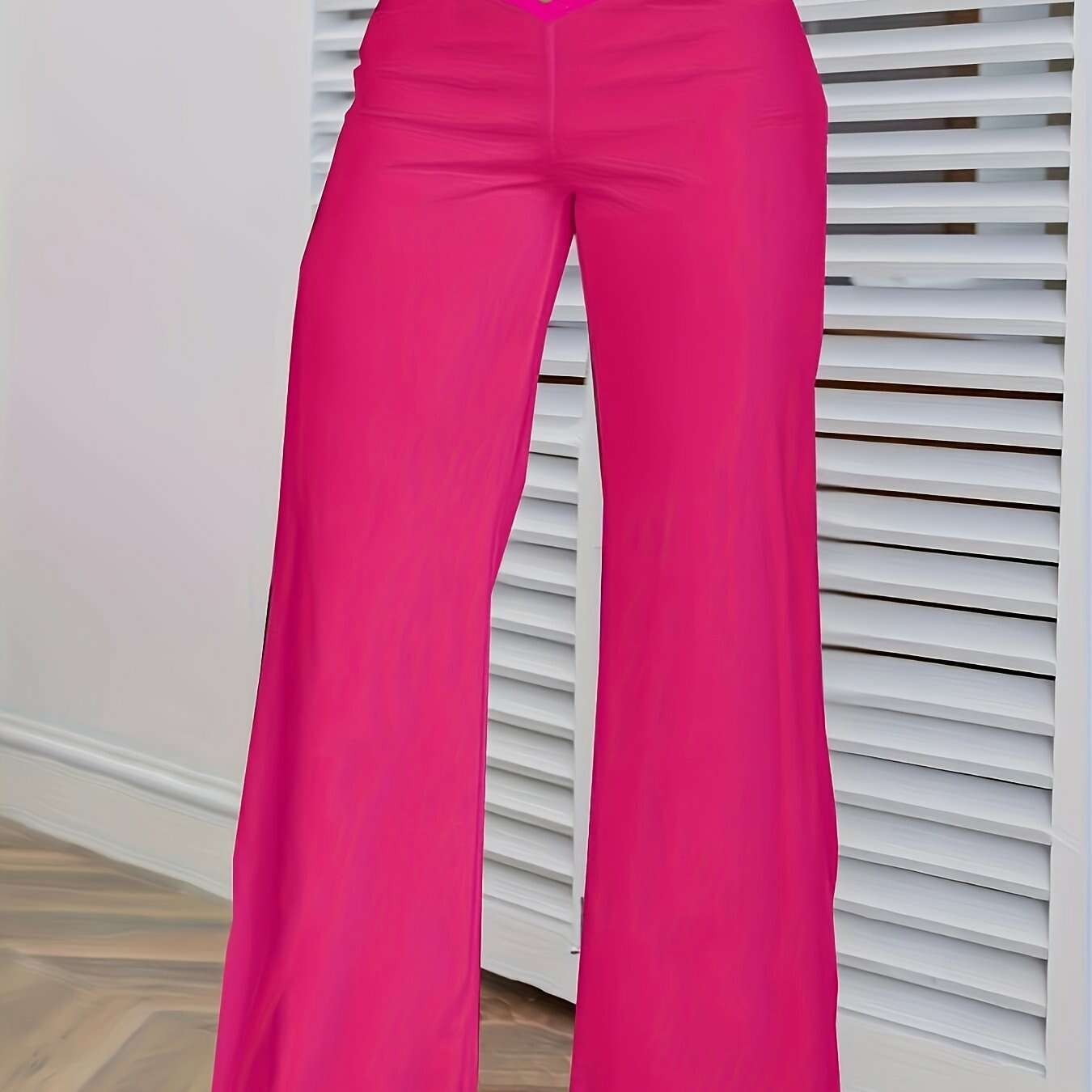 Women's Loose Mesh Stitching Pants - Casual Wide Leg Design   OAXG Denim Color / S