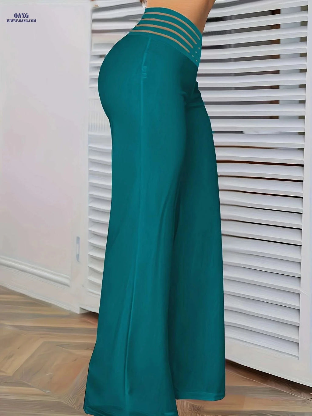 Women's Loose Mesh Stitching Pants - Casual Wide Leg Design   OAXG 