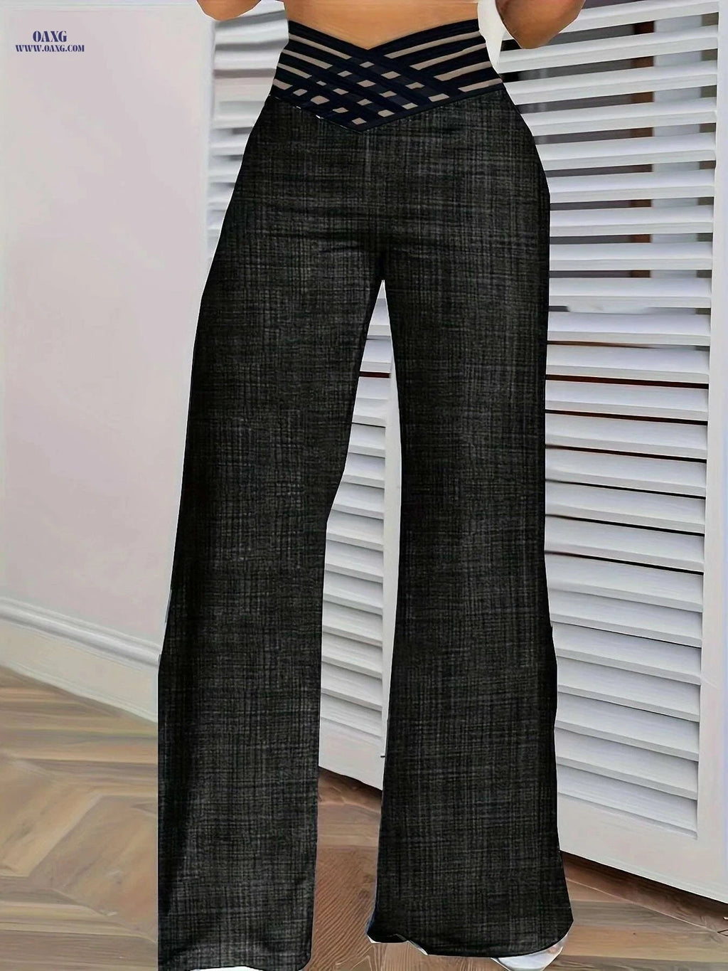 Women's Loose Mesh Stitching Pants - Casual Wide Leg Design   OAXG 