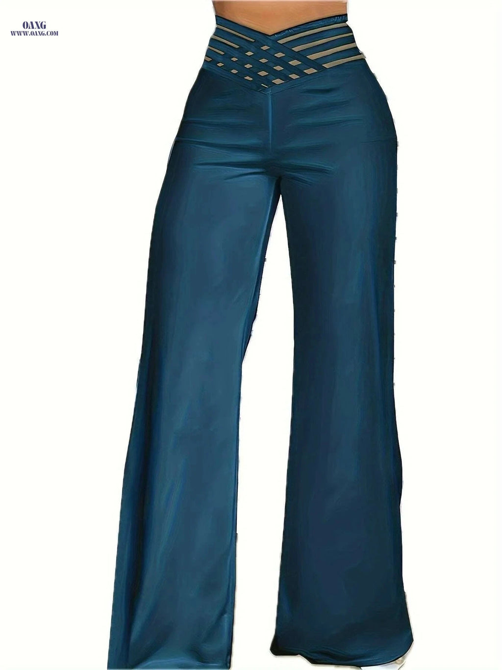 Women's Loose Mesh Stitching Pants - Casual Wide Leg Design   OAXG 
