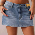 Women's Low-Rise Fitted Skirt - Non-Stretch and Solid Color   OAXG Sky Blue / S