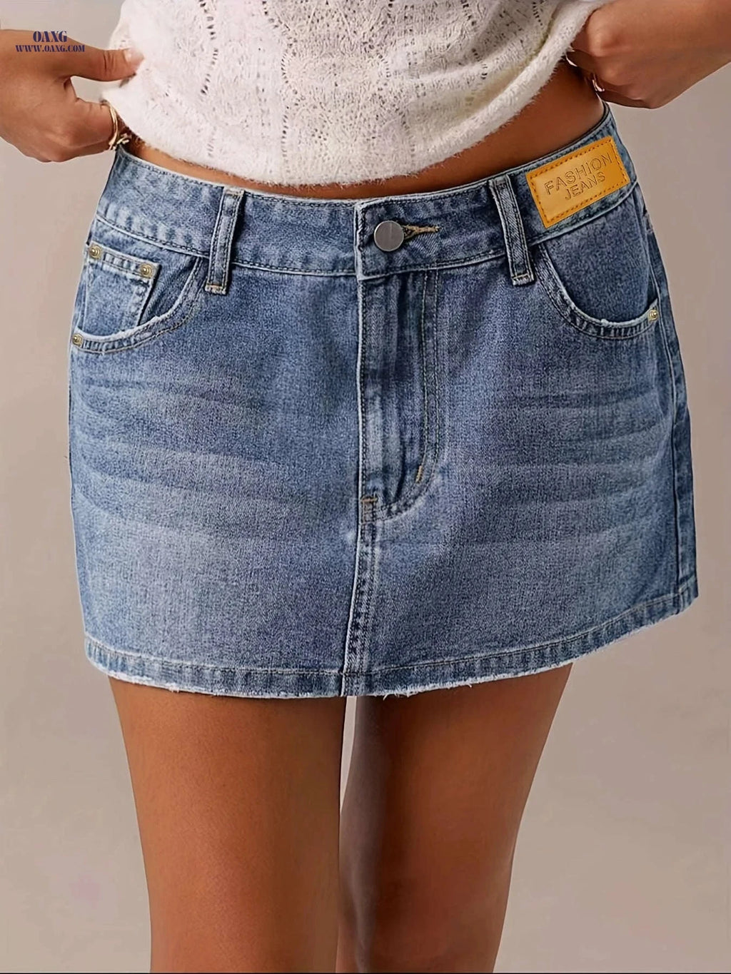 Women's Low-Rise Fitted Skirt - Non-Stretch and Solid Color   OAXG Sky Blue / S