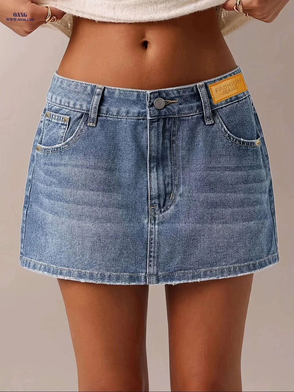 Women's Low-Rise Fitted Skirt - Non-Stretch and Solid Color   OAXG Sky Blue / S