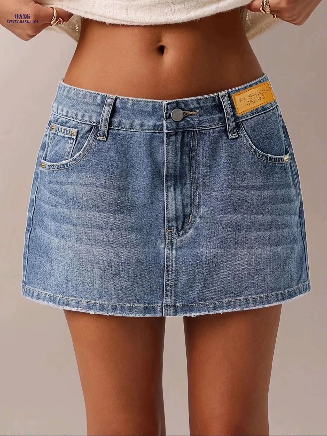 Women's Low-Rise Fitted Skirt - Non-Stretch and Solid Color   OAXG Sky Blue / S