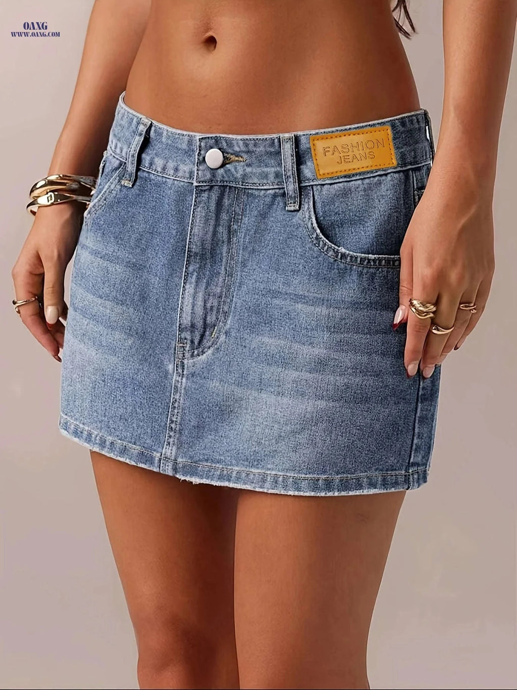 Women's Low-Rise Fitted Skirt - Non-Stretch and Solid Color   OAXG Sky Blue / S