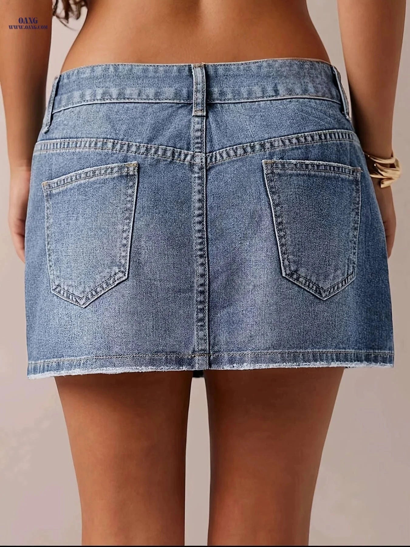 Women's Low-Rise Fitted Skirt - Non-Stretch and Solid Color   OAXG Sky Blue / S