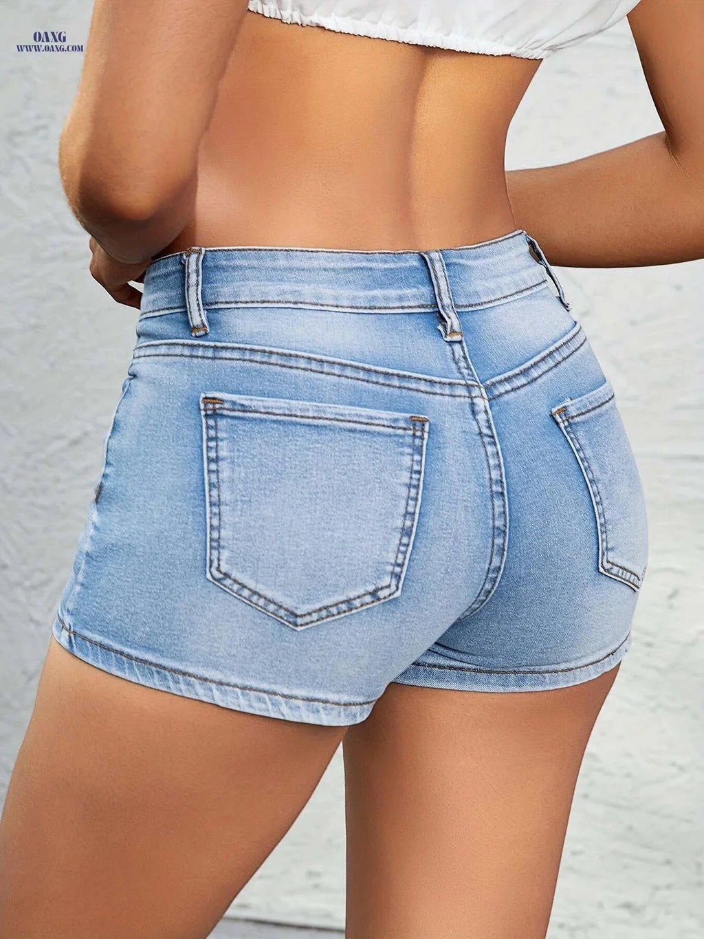Women's Low-Rise Stretch Denim Shorts - Comfortable, Sexy Fit for Summer   OAXG 