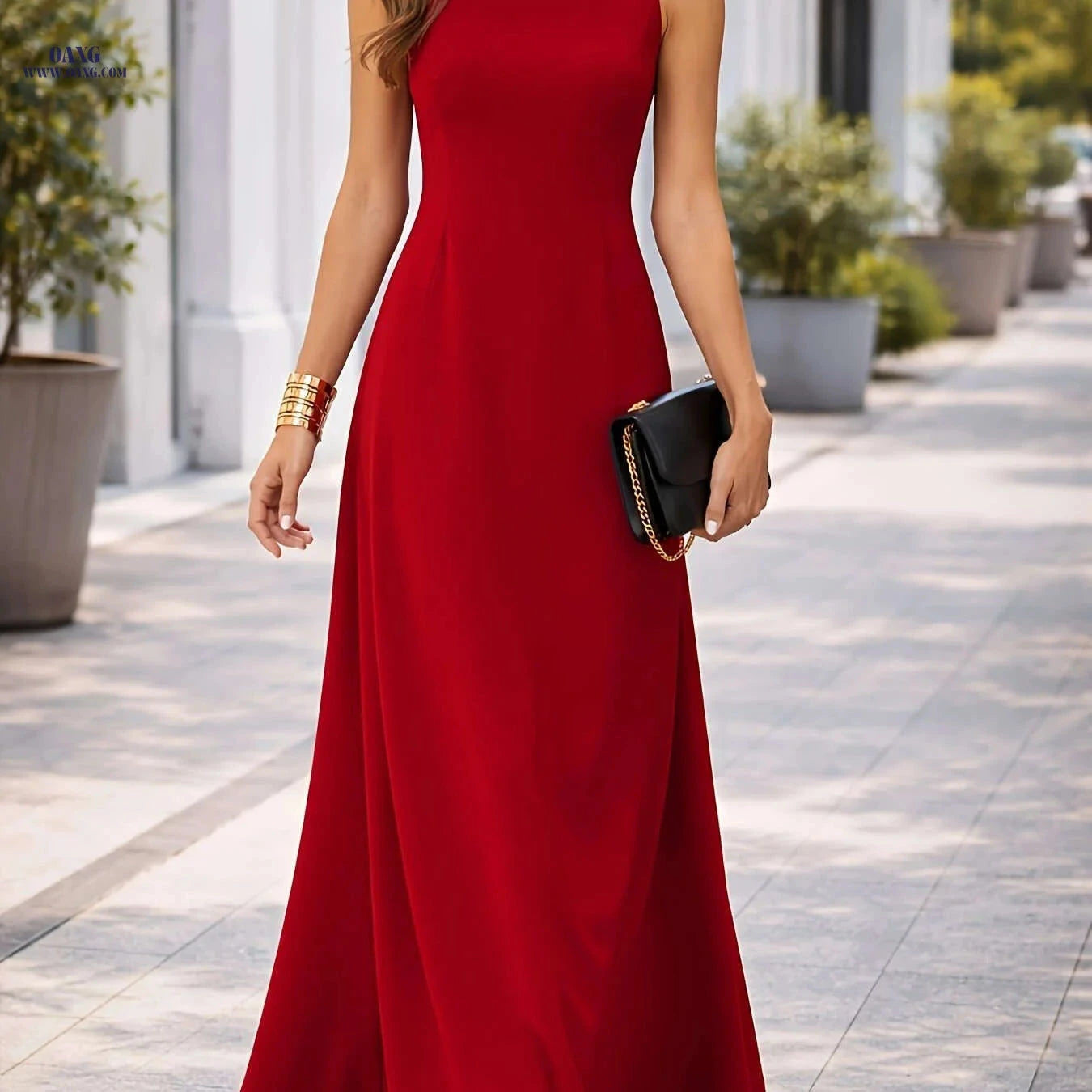 Women's Maxi Tank Dress - Sleeveless Solid Casual Fit and Flare   OAXG 