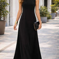 Women's Maxi Tank Dress - Sleeveless Solid Casual Fit and Flare   OAXG Black / S