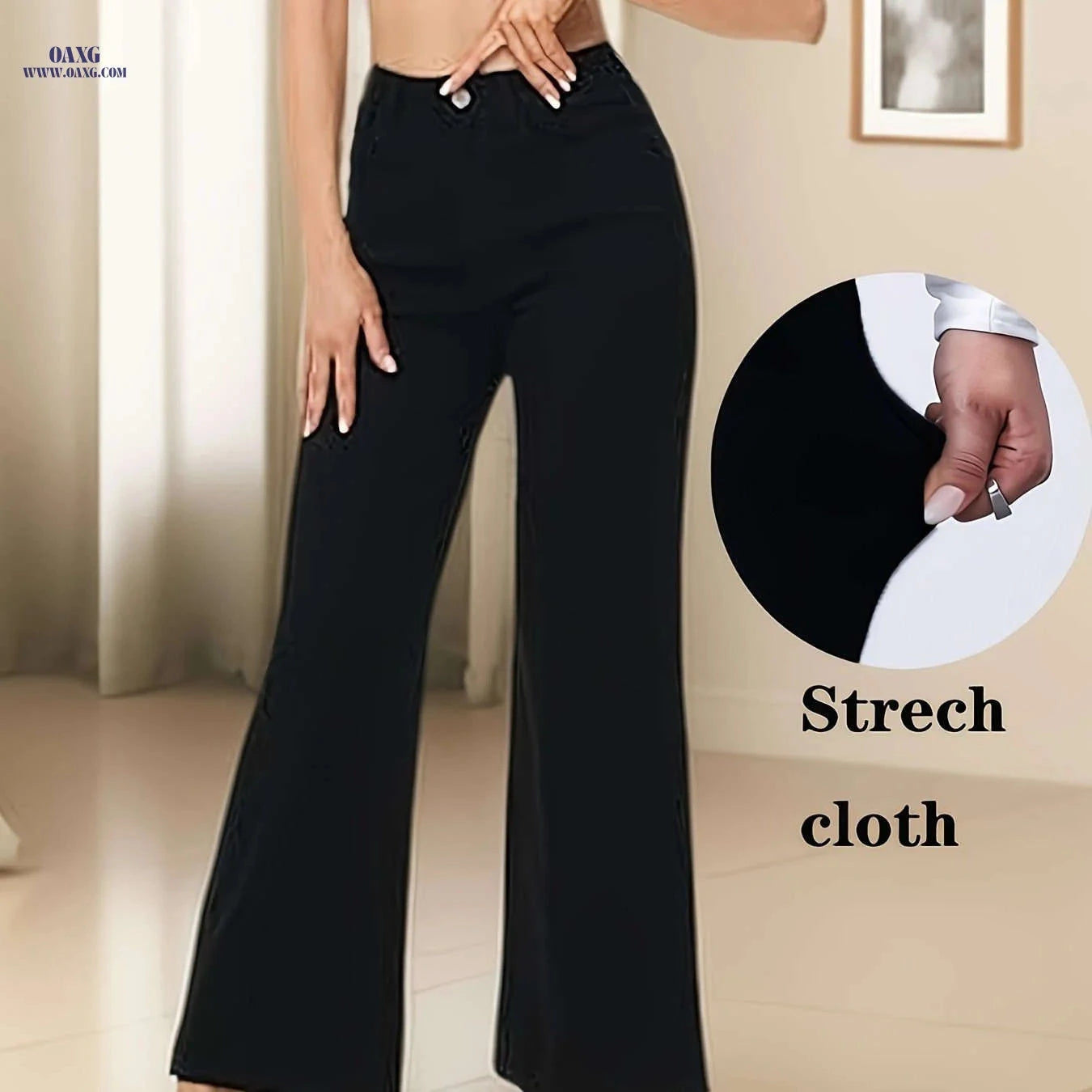 Women's Mid-High Waist Straight Leg Jeans - Slim Fit Solid White   OAXG 