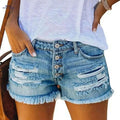 Women's Mid Rise Ripped Denim Shorts - Casual Summer Style   OAXG 