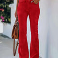 Women's Mid-Rise Stretchy Flare Jeans - Light Blue Casual Style   OAXG Red / S