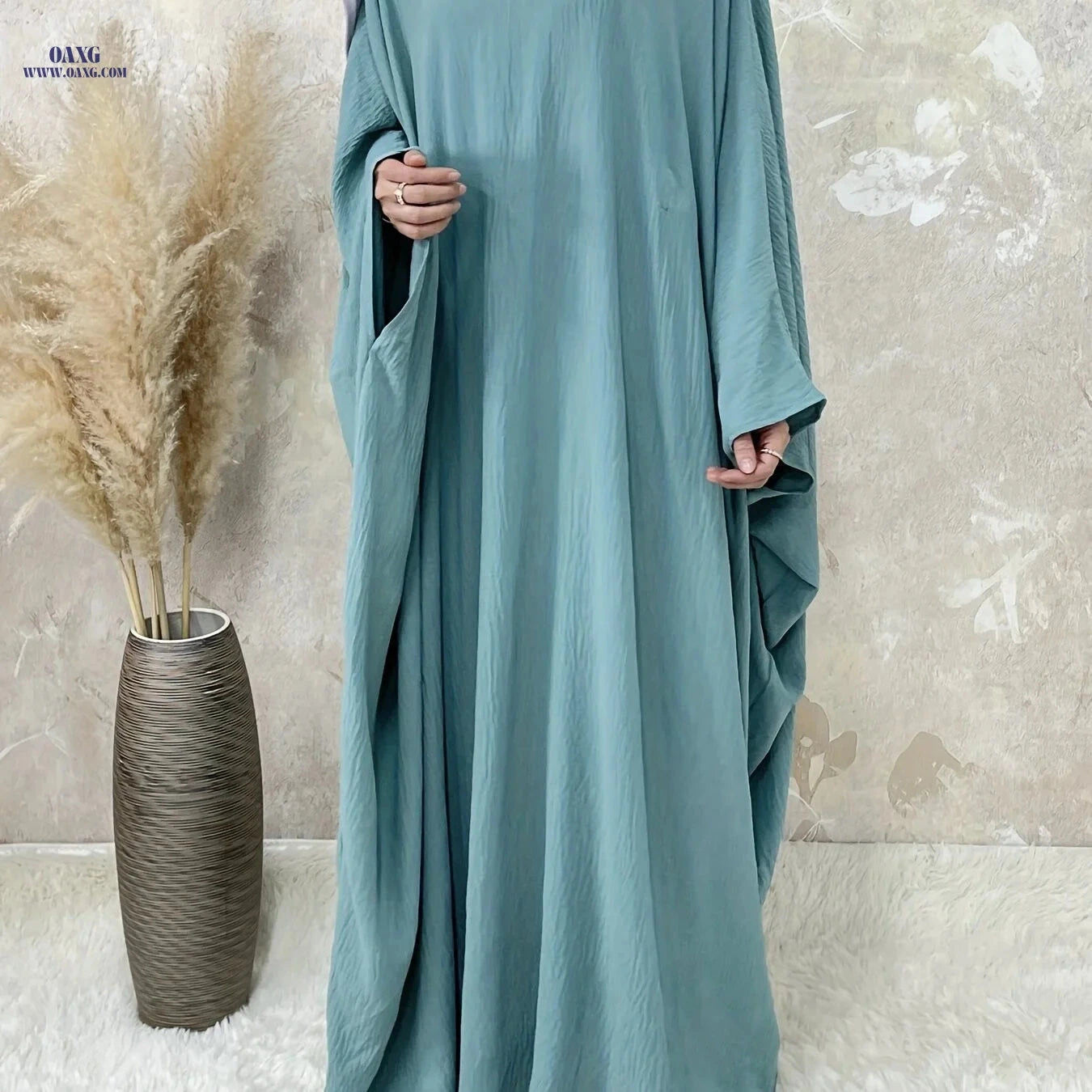 Women's Middle Eastern Abaya with Batwing Sleeves & Adjustable Belt   OAXG 