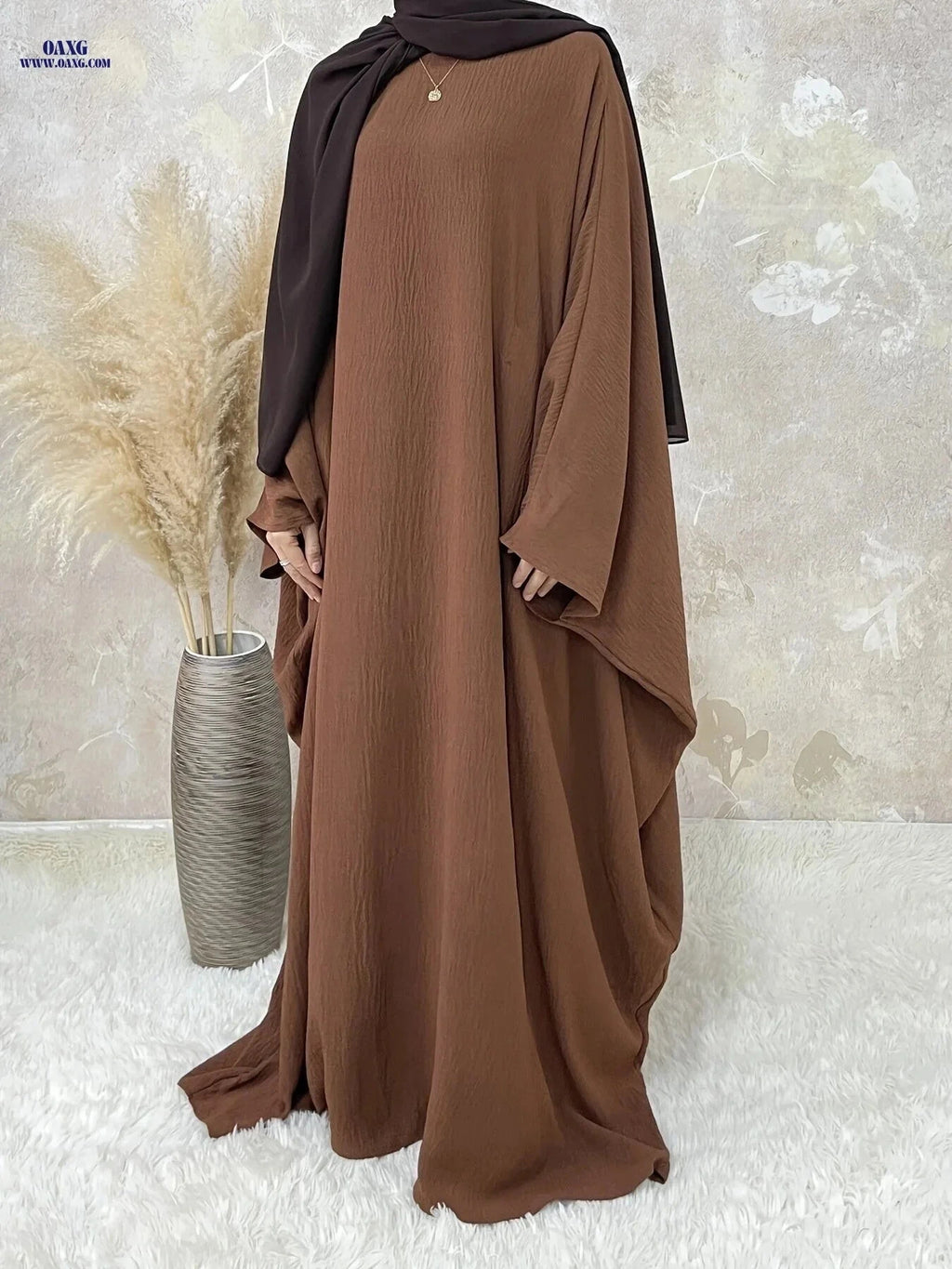 Women's Middle Eastern Abaya with Batwing Sleeves & Adjustable Belt   OAXG 