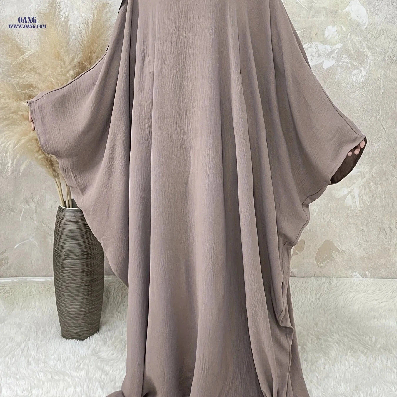 Women's Middle Eastern Abaya with Batwing Sleeves & Adjustable Belt   OAXG hot pink / One-size