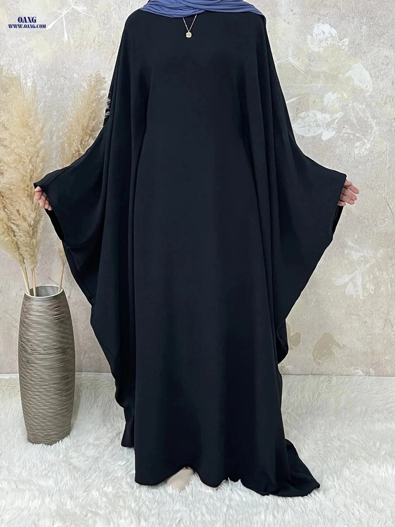 Women's Middle Eastern Abaya with Batwing Sleeves & Adjustable Belt   OAXG hot pink / One-size