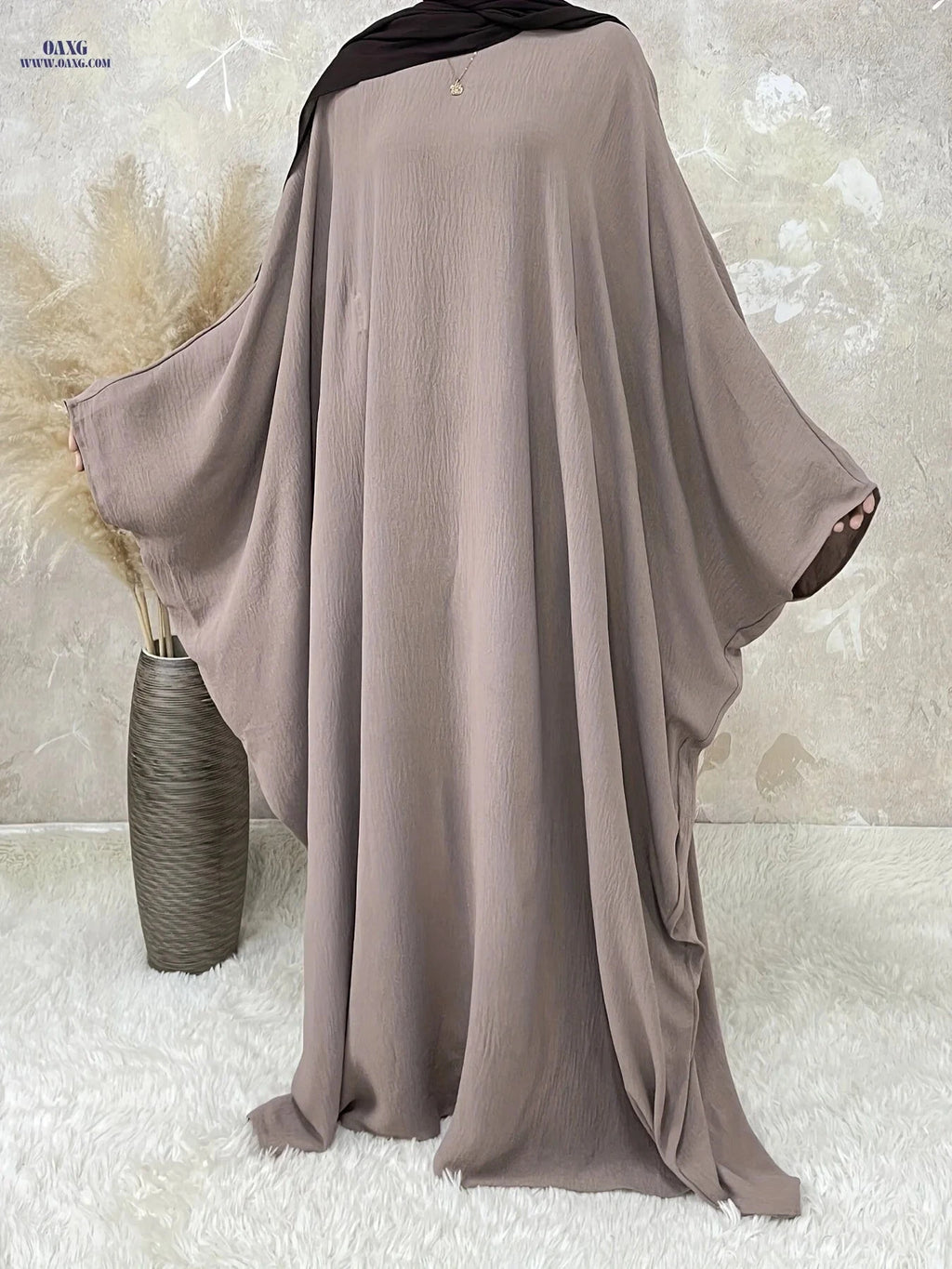 Women's Middle Eastern Abaya with Batwing Sleeves & Adjustable Belt   OAXG hot pink / One-size
