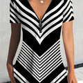 Women's New Zipper Short Sleeve T-Shirt   OAXG Black / S
