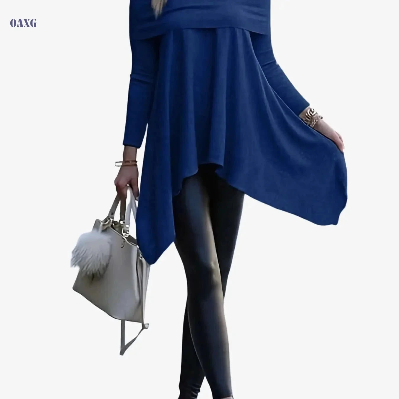 Women's Off-Shoulder Loose Pullover - Solid Color Long Sleeves   OAXG 