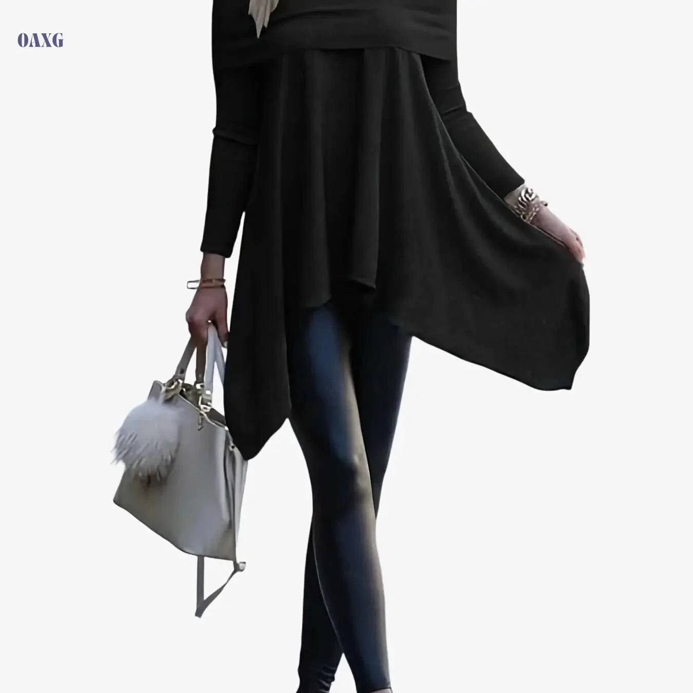 Women's Off-Shoulder Loose Pullover - Solid Color Long Sleeves   OAXG 