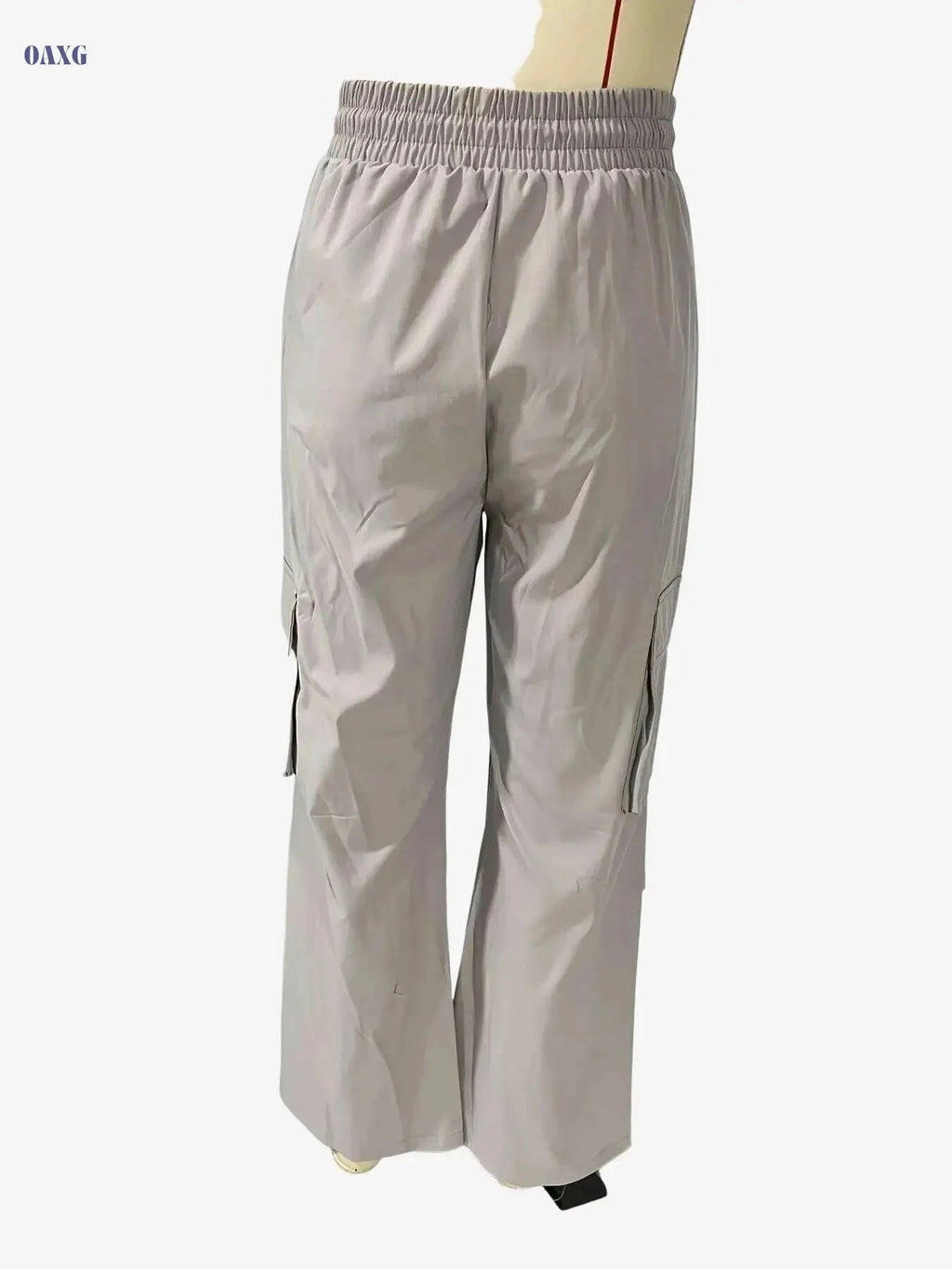 Women's Olive Green Cargo Pants - Elastic Drawstring & Casual Style   OAXG Black / S