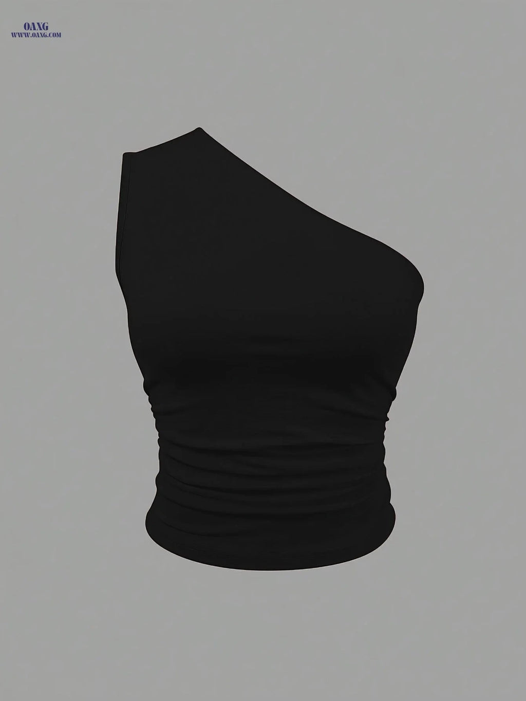 Women's One Shoulder Solid Color Tank Top - Casual Summer Style   OAXG Color of Navy blue / S