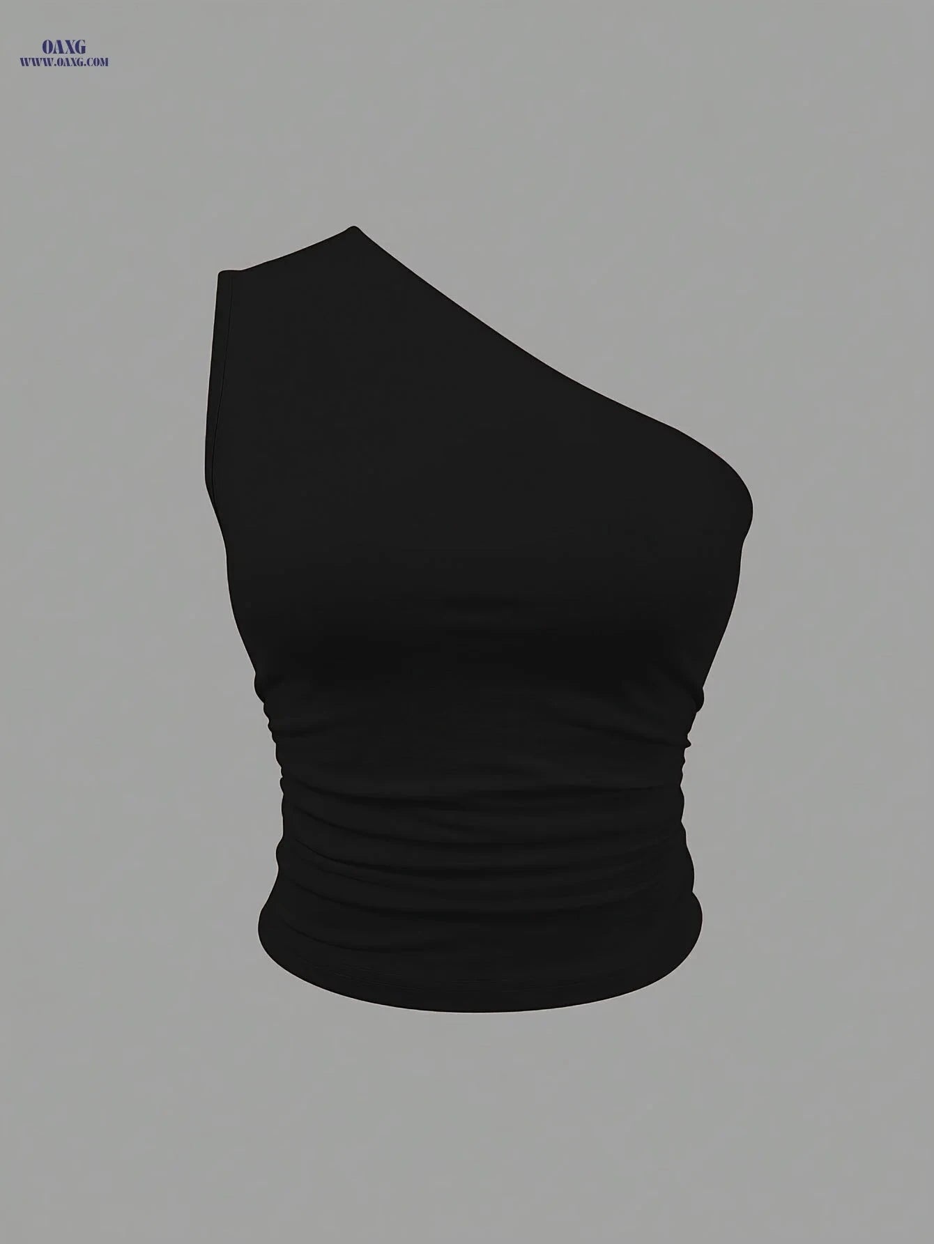 Women's One Shoulder Solid Color Tank Top - Casual Summer Style   OAXG Color of Navy blue / S