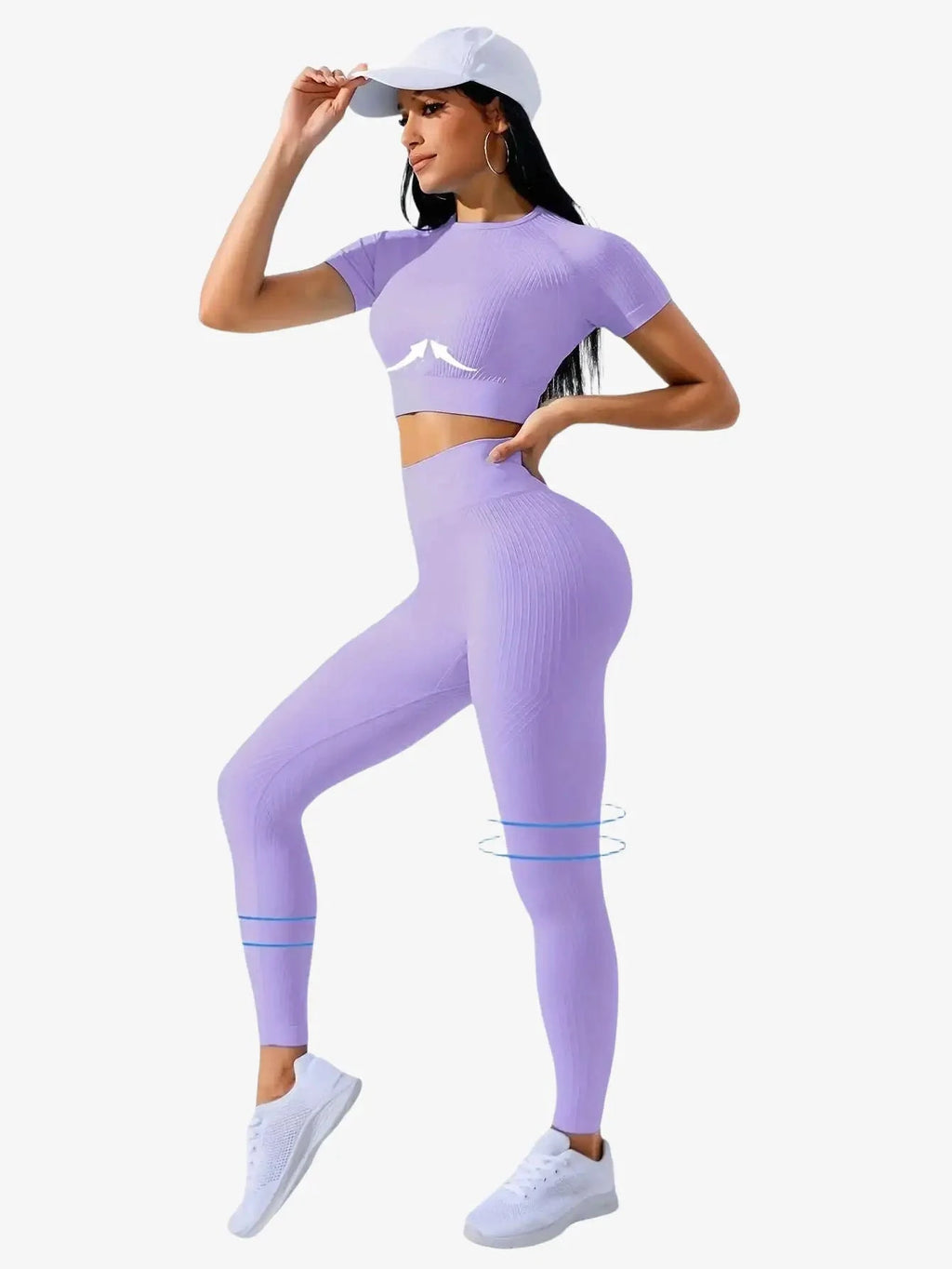 Women's Outdoor Sports Suit - Short Sleeve Top & High Waist Tights   OAXG 