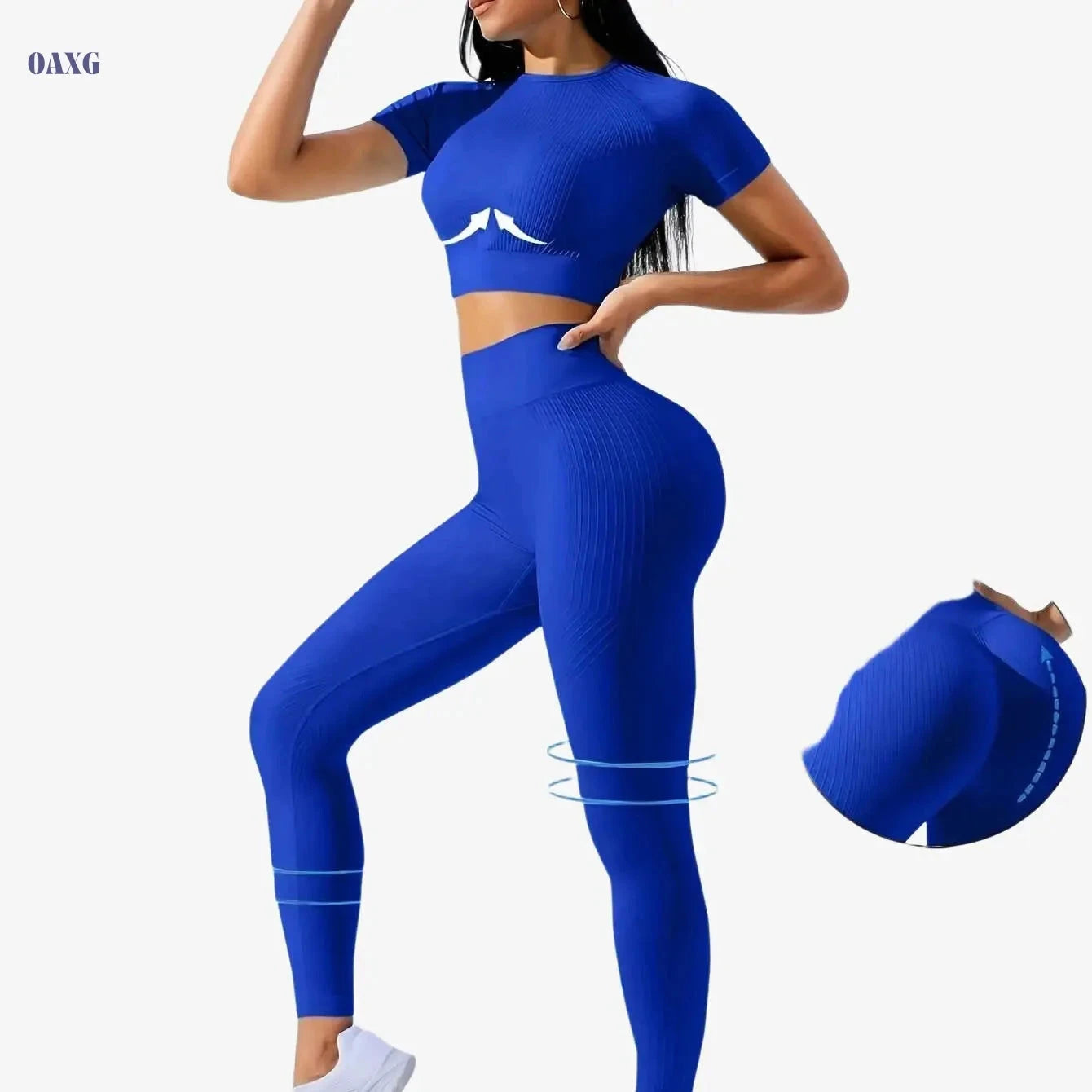 Women's Outdoor Sports Suit - Short Sleeve Top & High Waist Tights   OAXG 