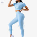 Women's Outdoor Sports Suit - Short Sleeve Top & High Waist Tights   OAXG 