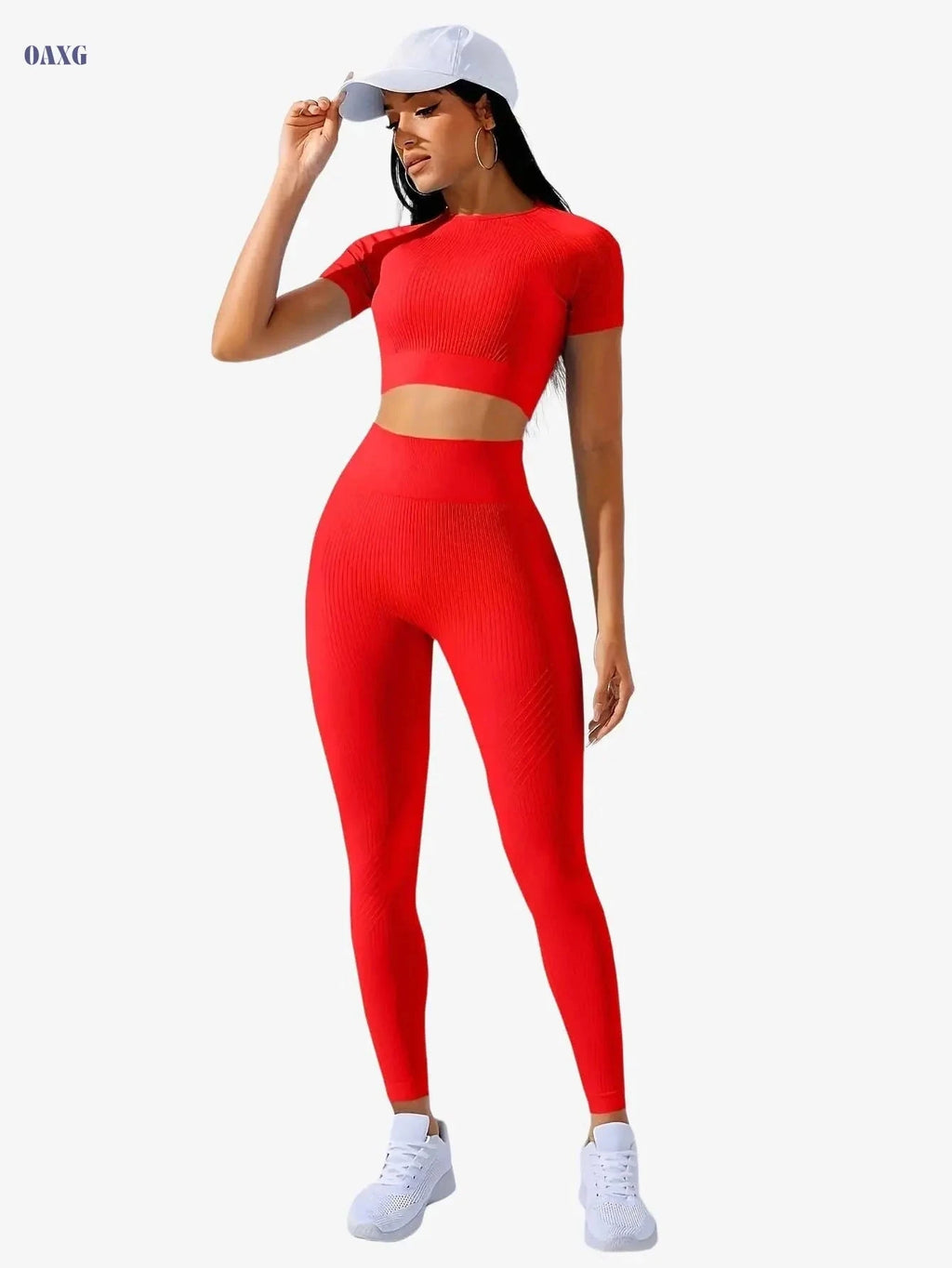 Women's Outdoor Sports Suit - Short Sleeve Top & High Waist Tights   OAXG 