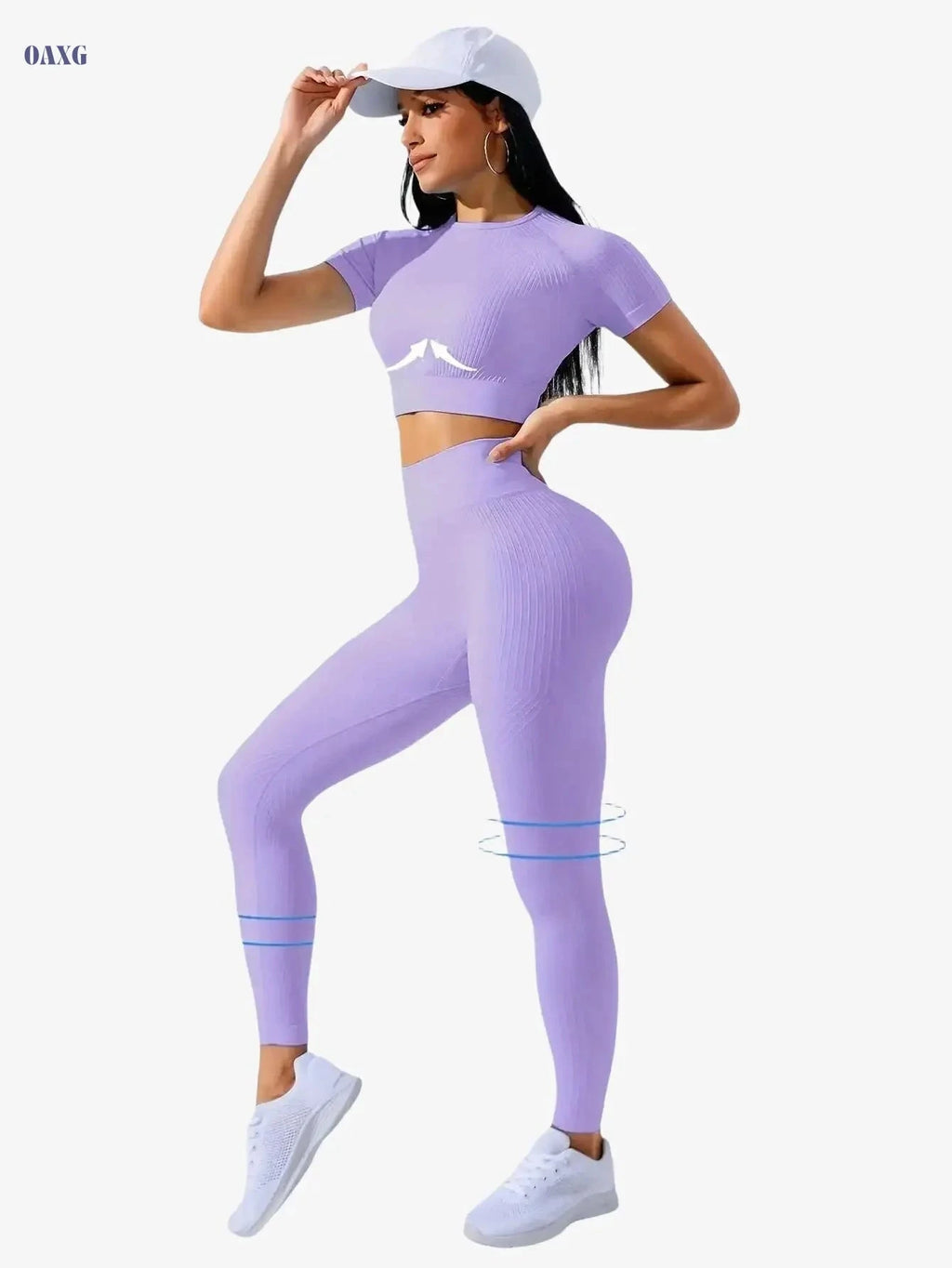 Women's Outdoor Sports Suit - Short Sleeve Top & High Waist Tights   OAXG 