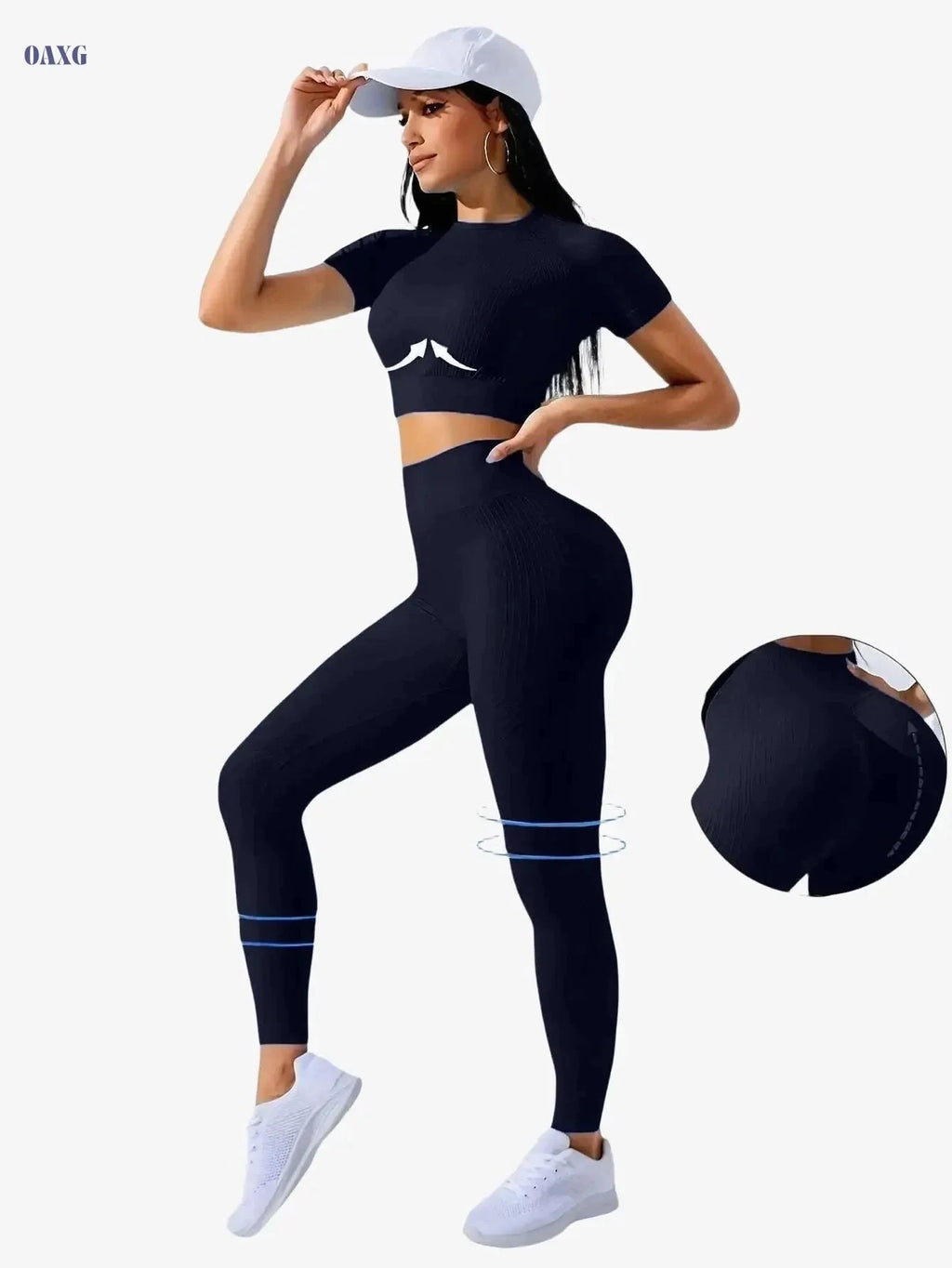 Women's Outdoor Sports Suit - Short Sleeve Top & High Waist Tights   OAXG 